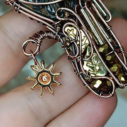 Secret keeper and The Sun. Raven necklace.