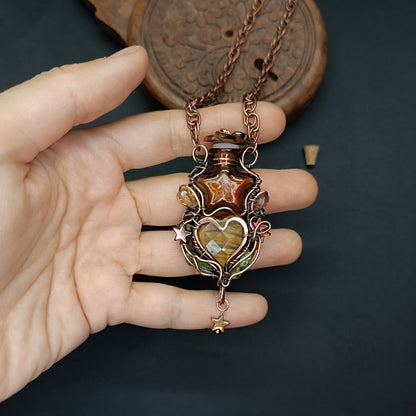 Tiger eye star vial necklace