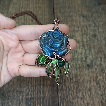 Blue rose pendant