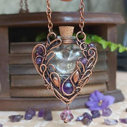 Dance of violets. Vial necklace