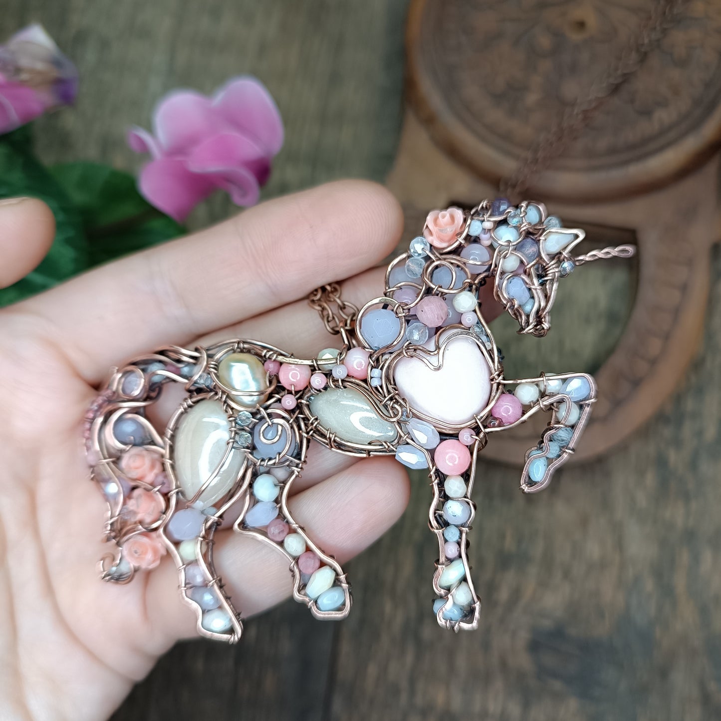 Pink unicorn pendant. Absolutely one of a kind!
