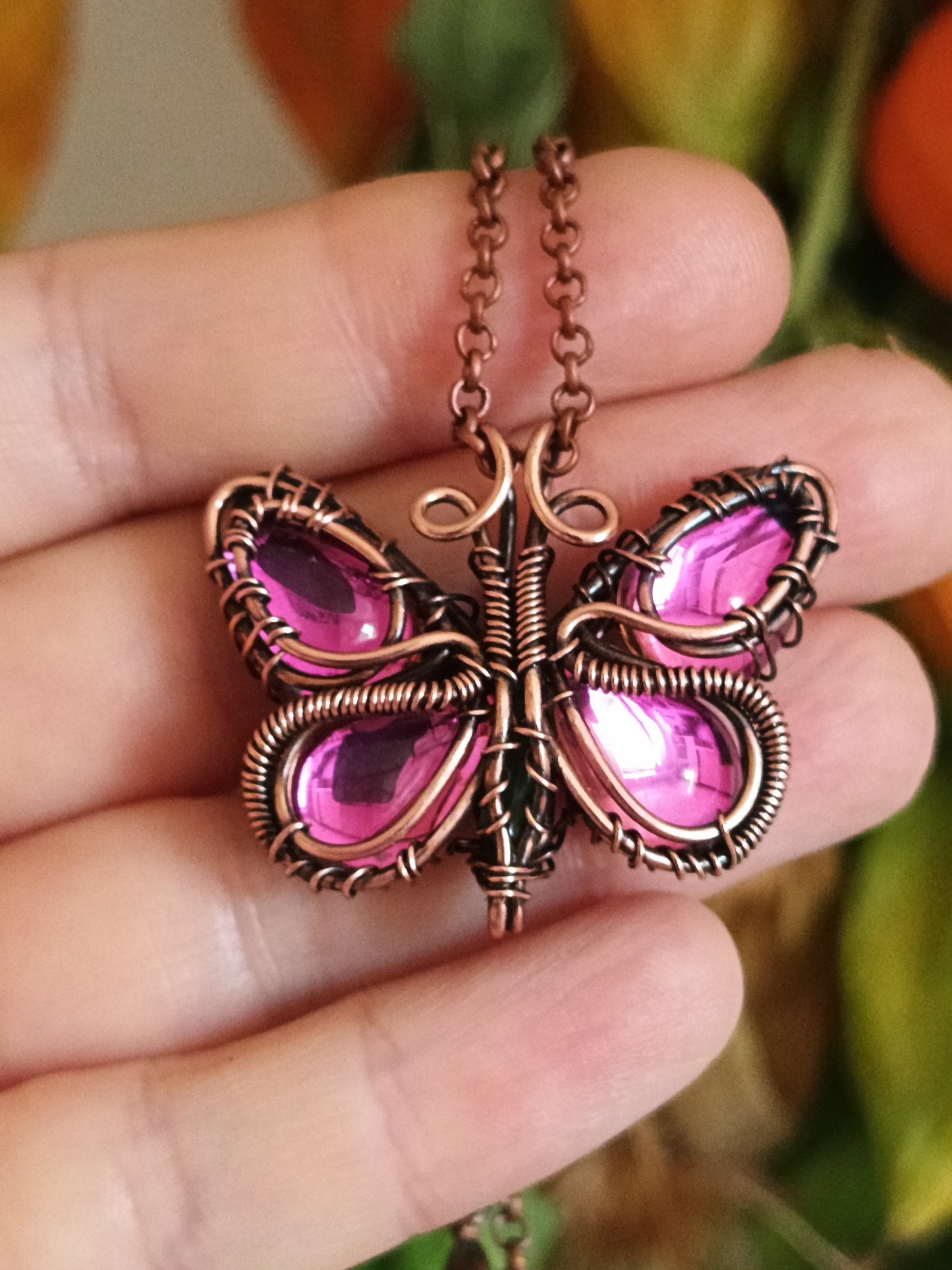 Magenta pink butterfly charm