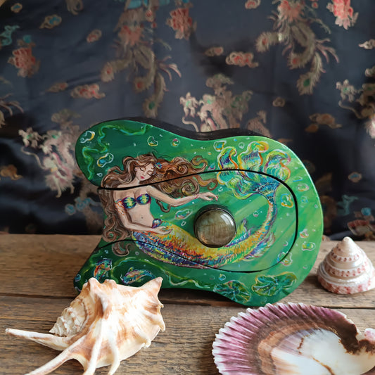 Collecting rainbow bubbles. Hand painted treasures box.