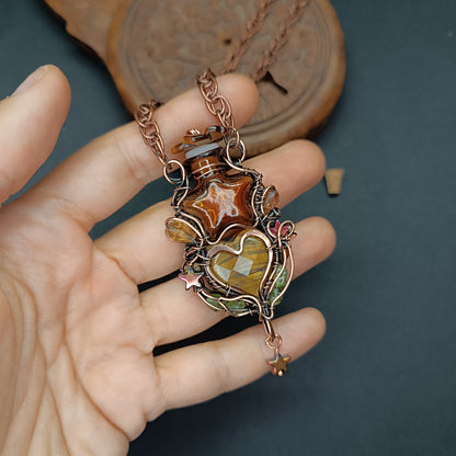 Tiger eye star vial necklace
