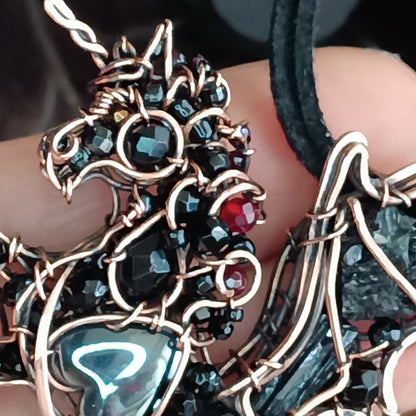 Night thunderstorm🖤 Unicorn -Dragon necklace.