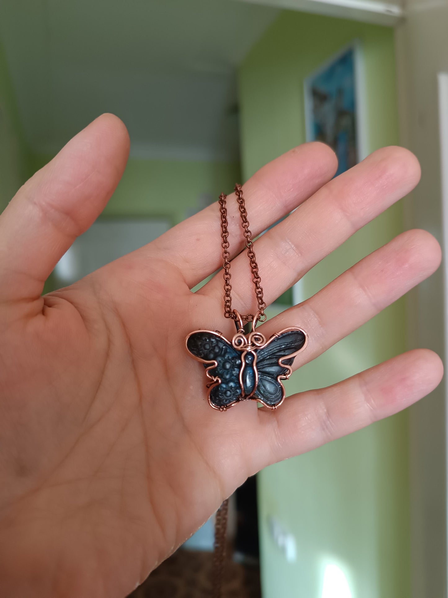 Labradorite butterfly pendant.