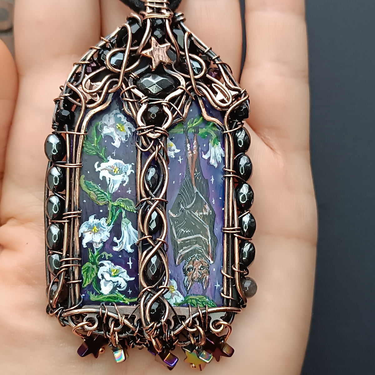 The ballad of White Unicorn and Bat🦄🦇 Two sided necklace
