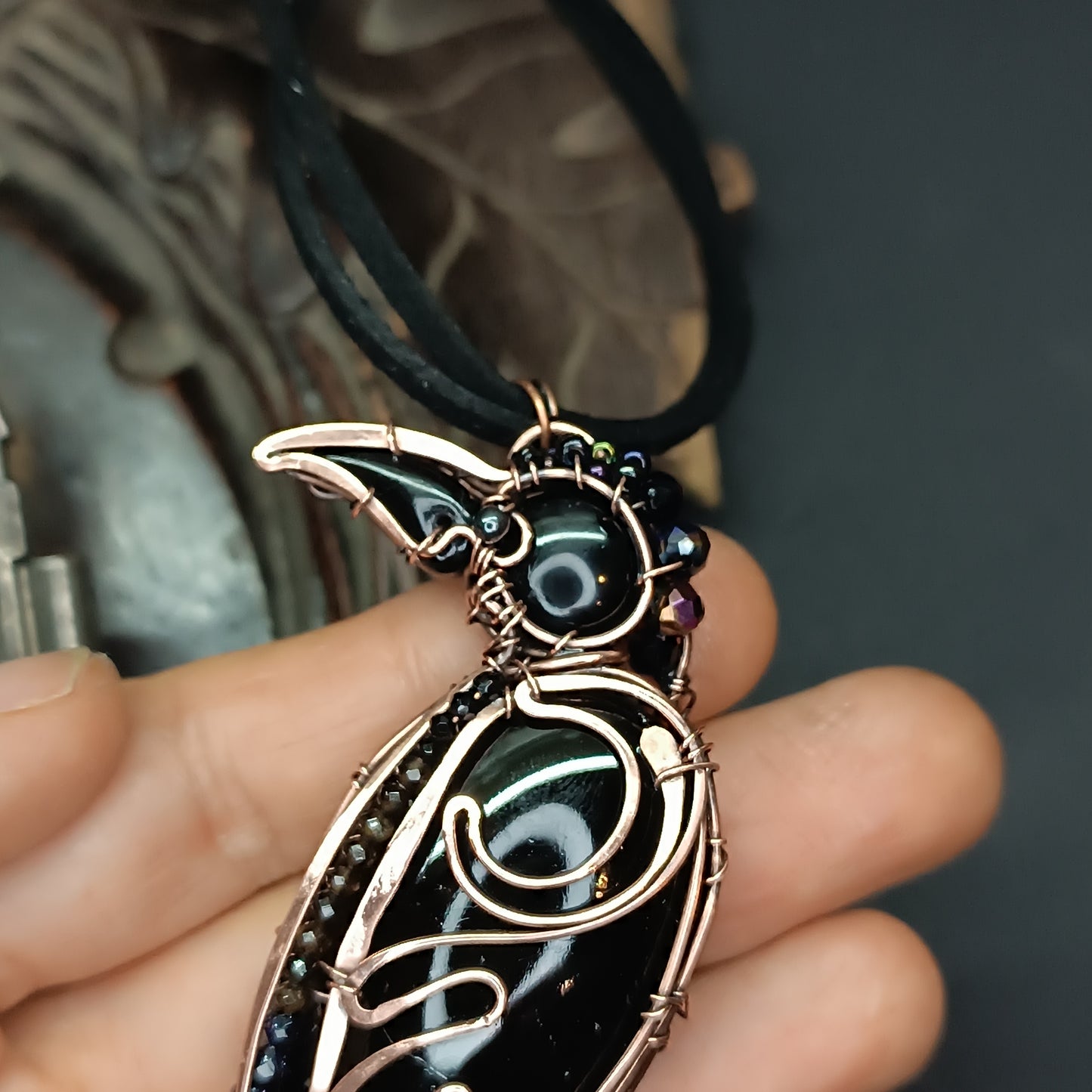 Midnight keeper. Raven necklace