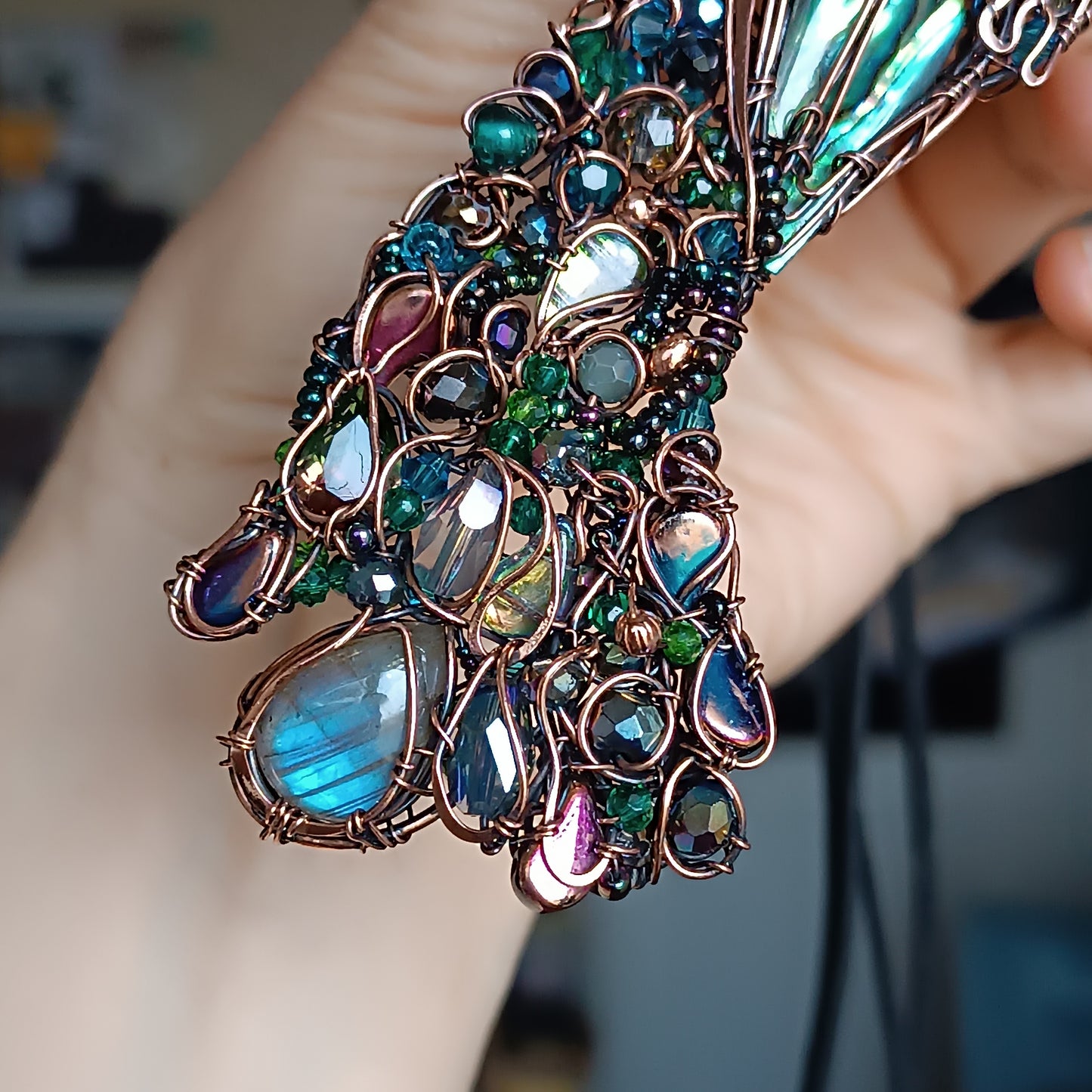 Peacock necklace