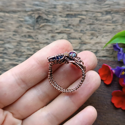 Blue wings Bee RING. Adjustable.