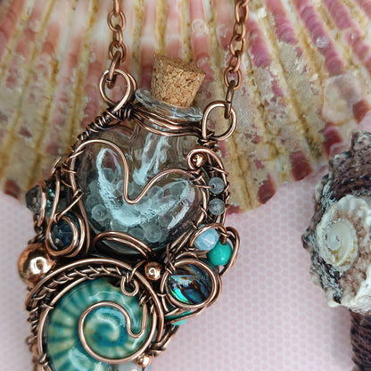Seashell symphony. vial necklace