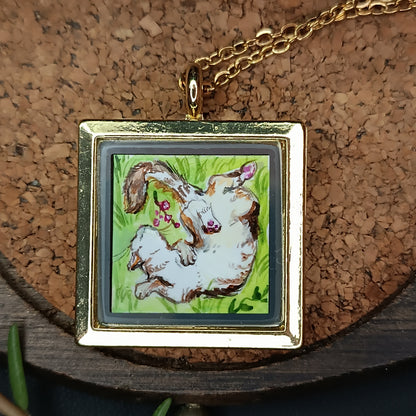 Cats sunbathing. Miniature hand painted pendant.