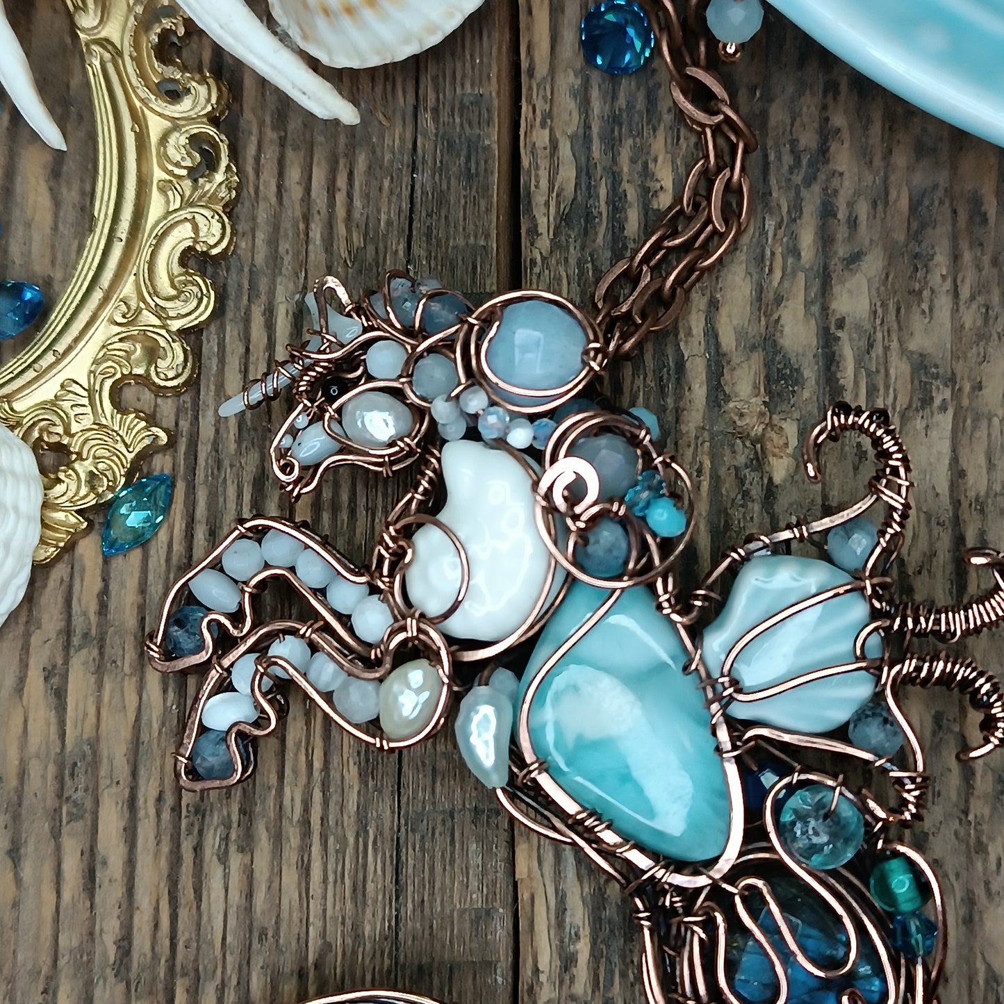 Kelpie, the spirit of the sea. Mermicorn necklace