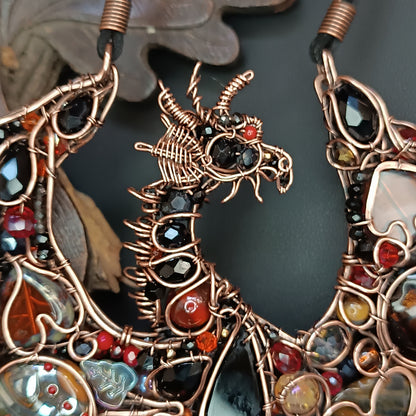 Fire dragon statement necklace
