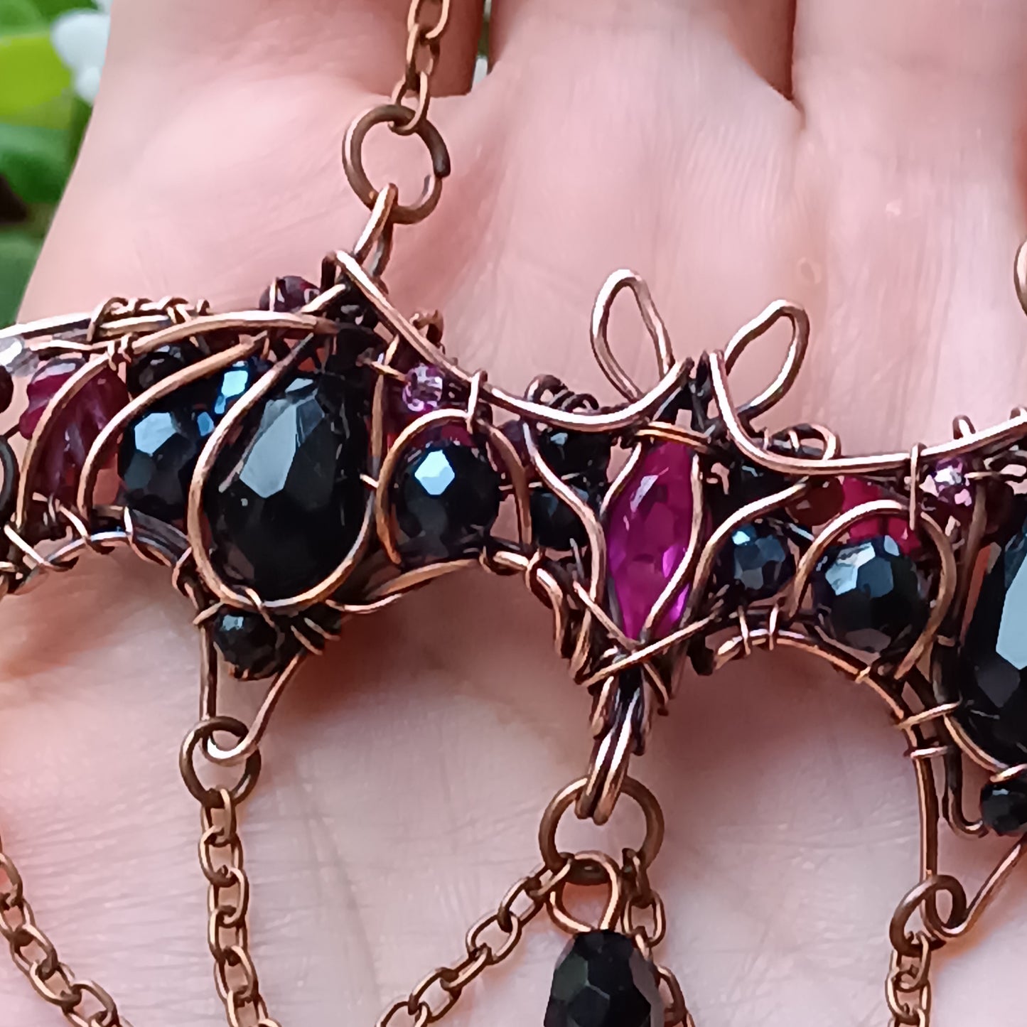 Dark lady. Bat necklace