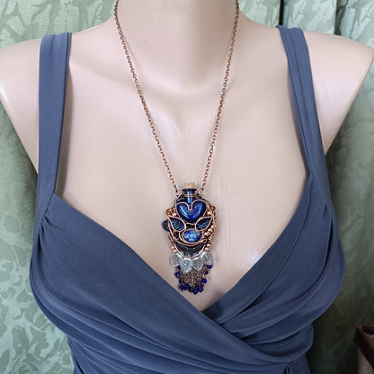 Blue autumn vial necklace