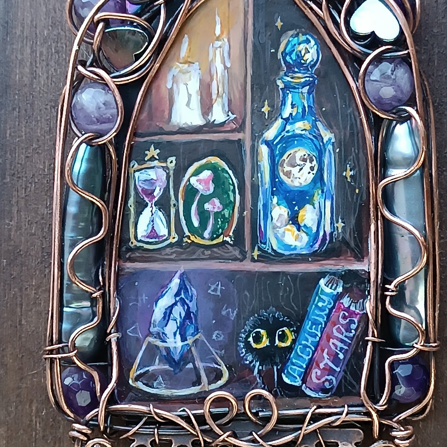 "Tiny magician". Wearable art necklace.