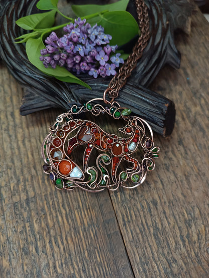 A day in the forest. Fairy tale fox necklace.