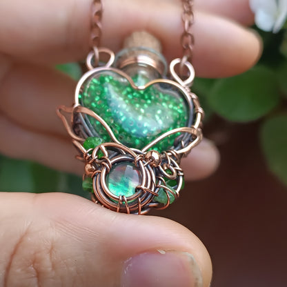 Green pixie dust. vial necklace