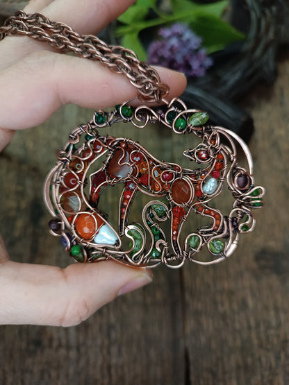 A day in the forest. Fairy tale fox necklace.