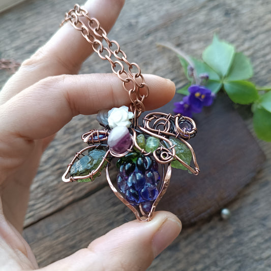 Glass blackberry necklace