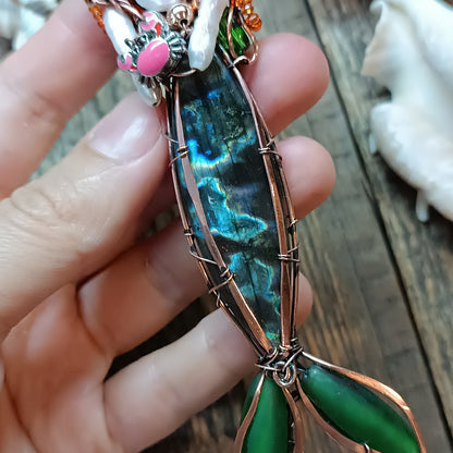 Red head mermaid necklace 🧜🦀