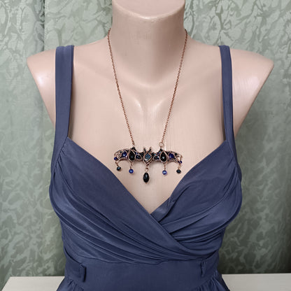 Blue night. Bat necklace