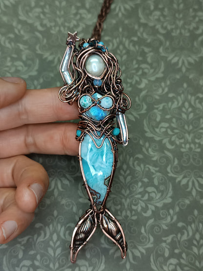 Larimar Lagoon. Mermaid necklace