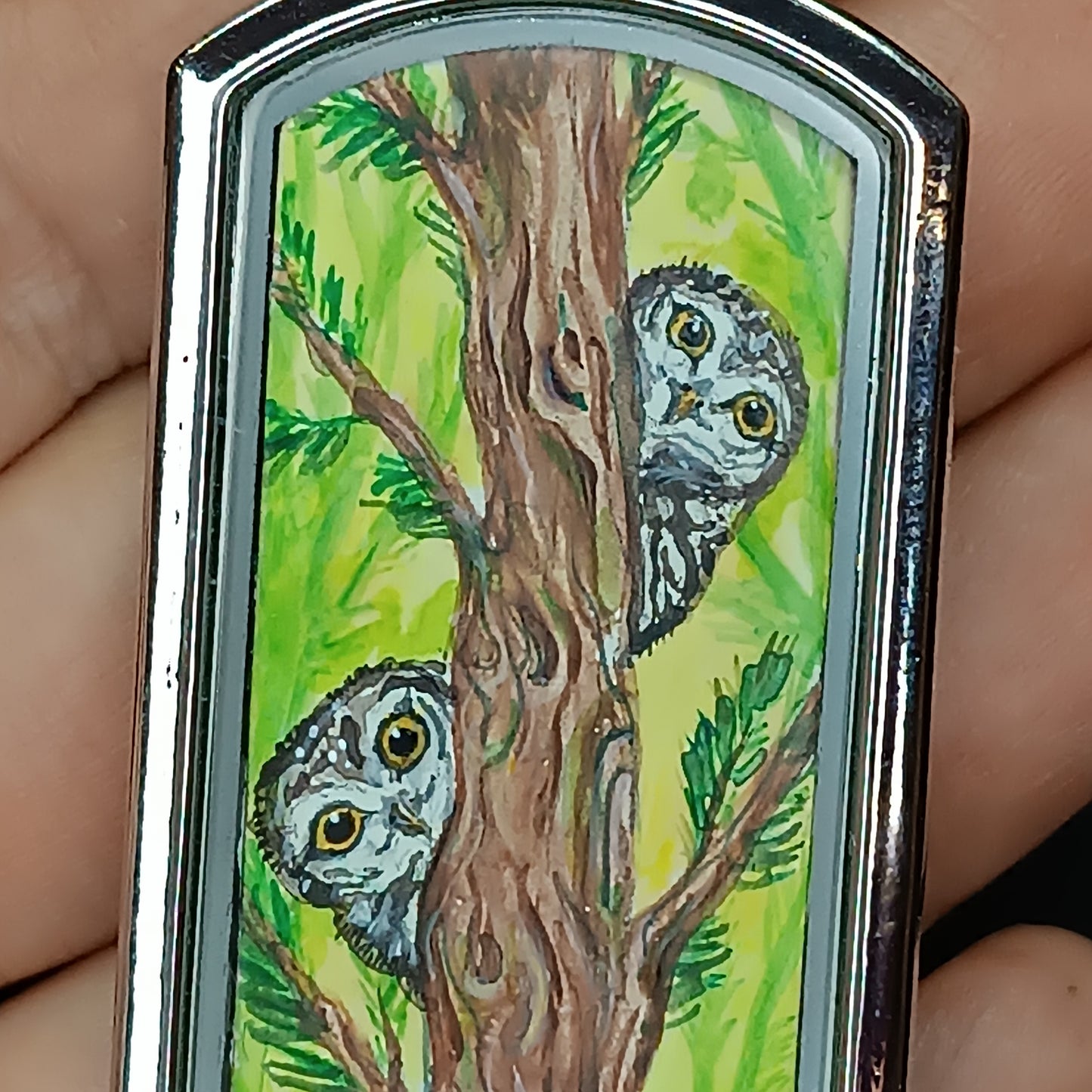 Wizard's helpers🌿 Painted pendant🦉🐿️