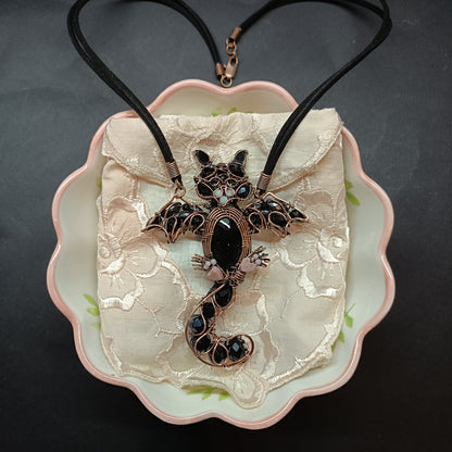 Kitty bat necklace