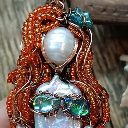 Red head mermaid necklace 🧜🦀