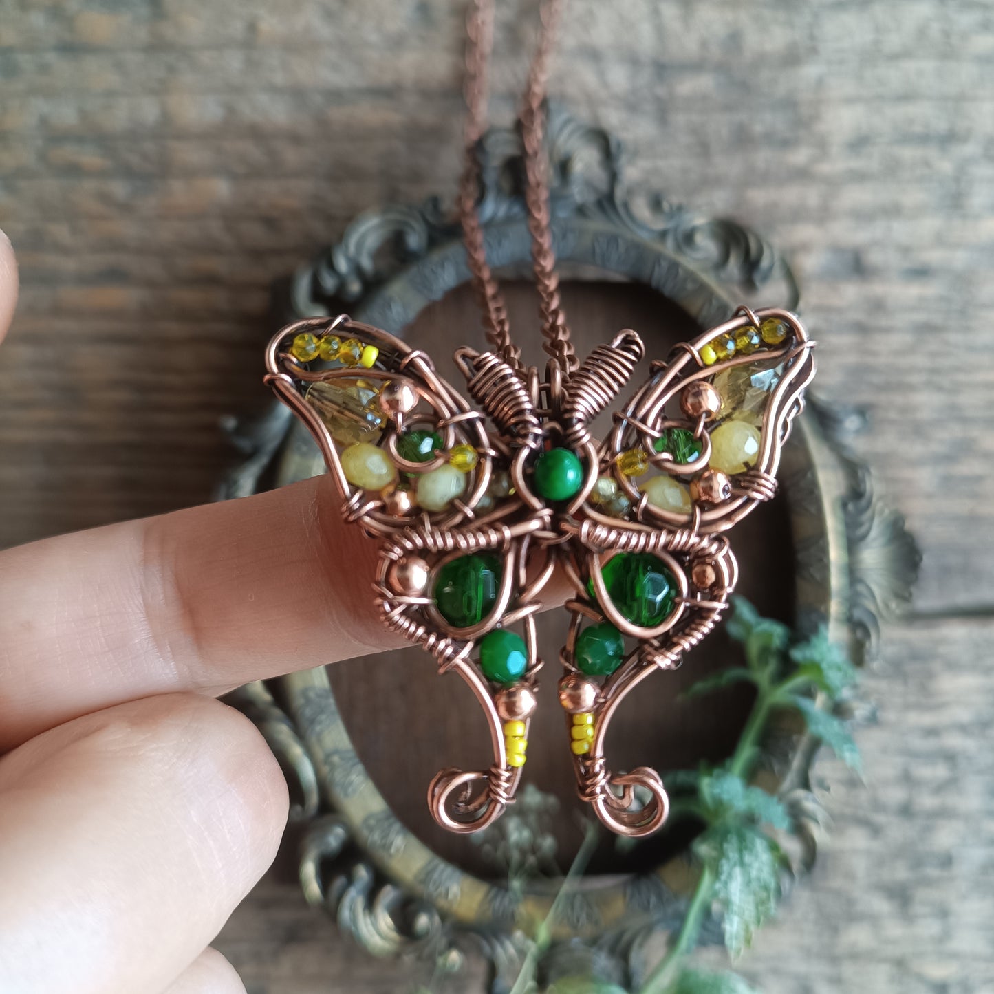 Luna moth necklace