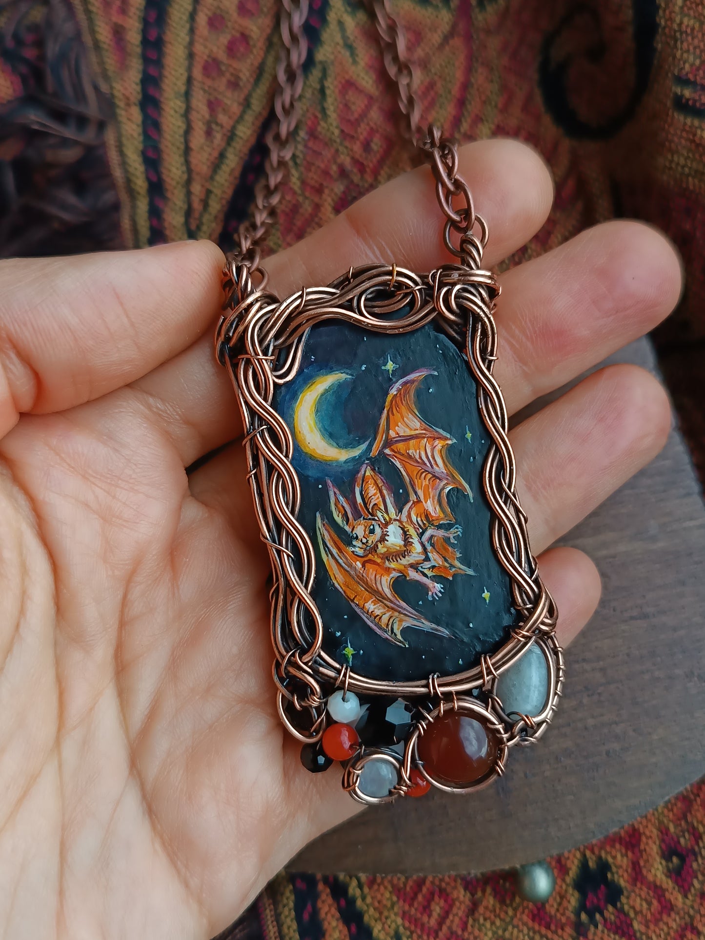 Halloween potion. Wearable art necklace.🦇🐈‍⬛🍲