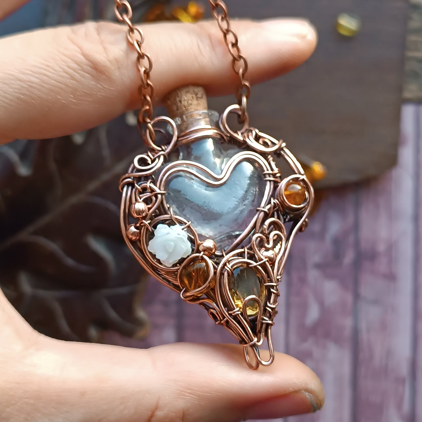 Citrine sunset. vial necklace