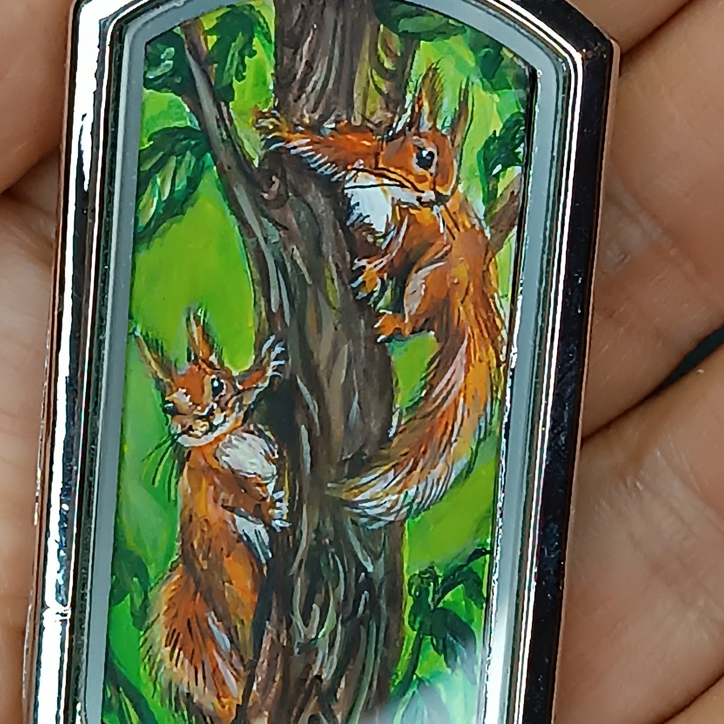 Wizard's helpers🌿 Painted pendant🦉🐿️