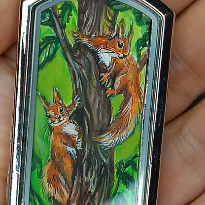 Wizard's helpers🌿 Painted pendant🦉🐿️