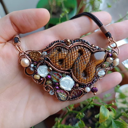 Golden tiger eye snake necklace