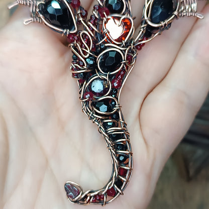 Red heart dragon pendant