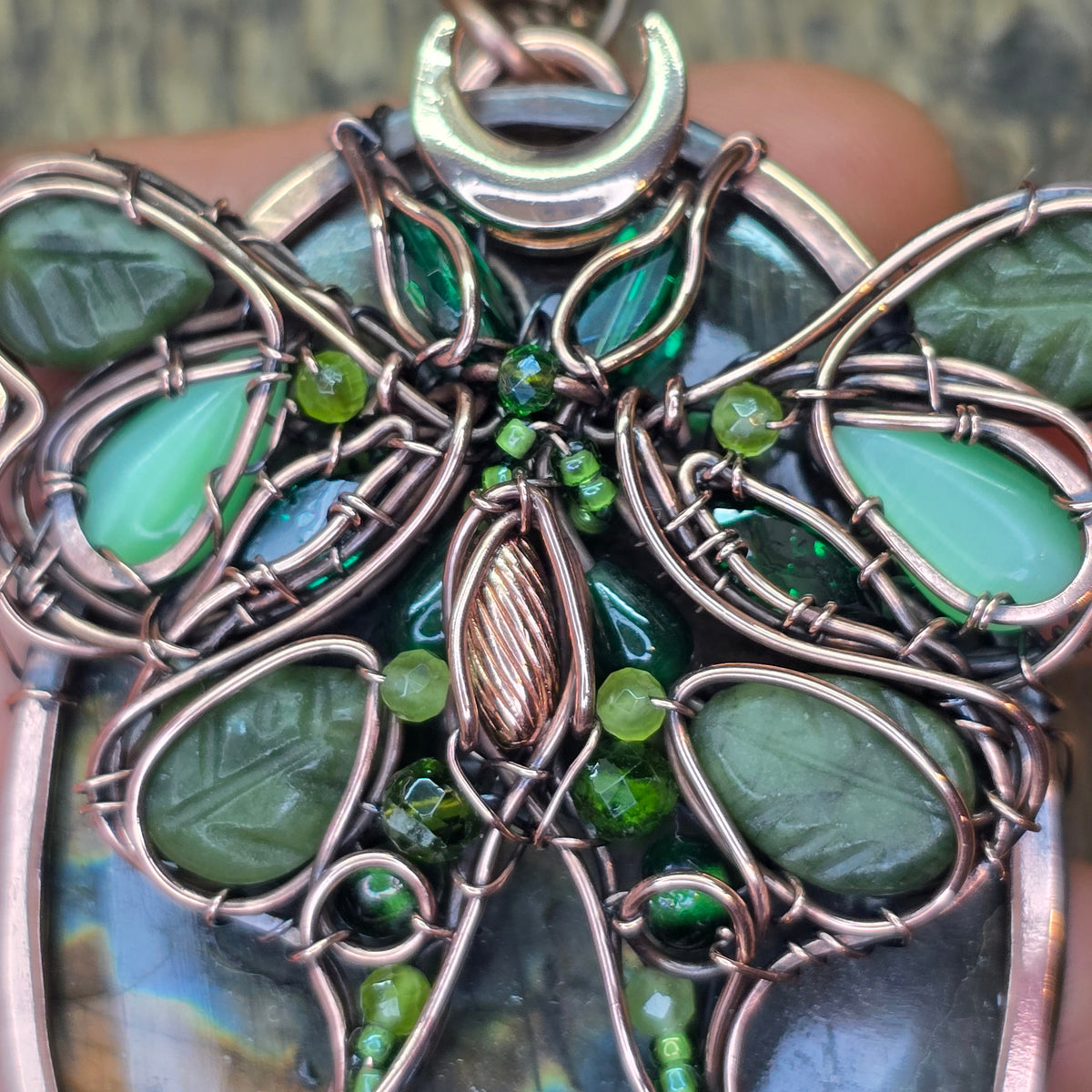 Luna moth necklace