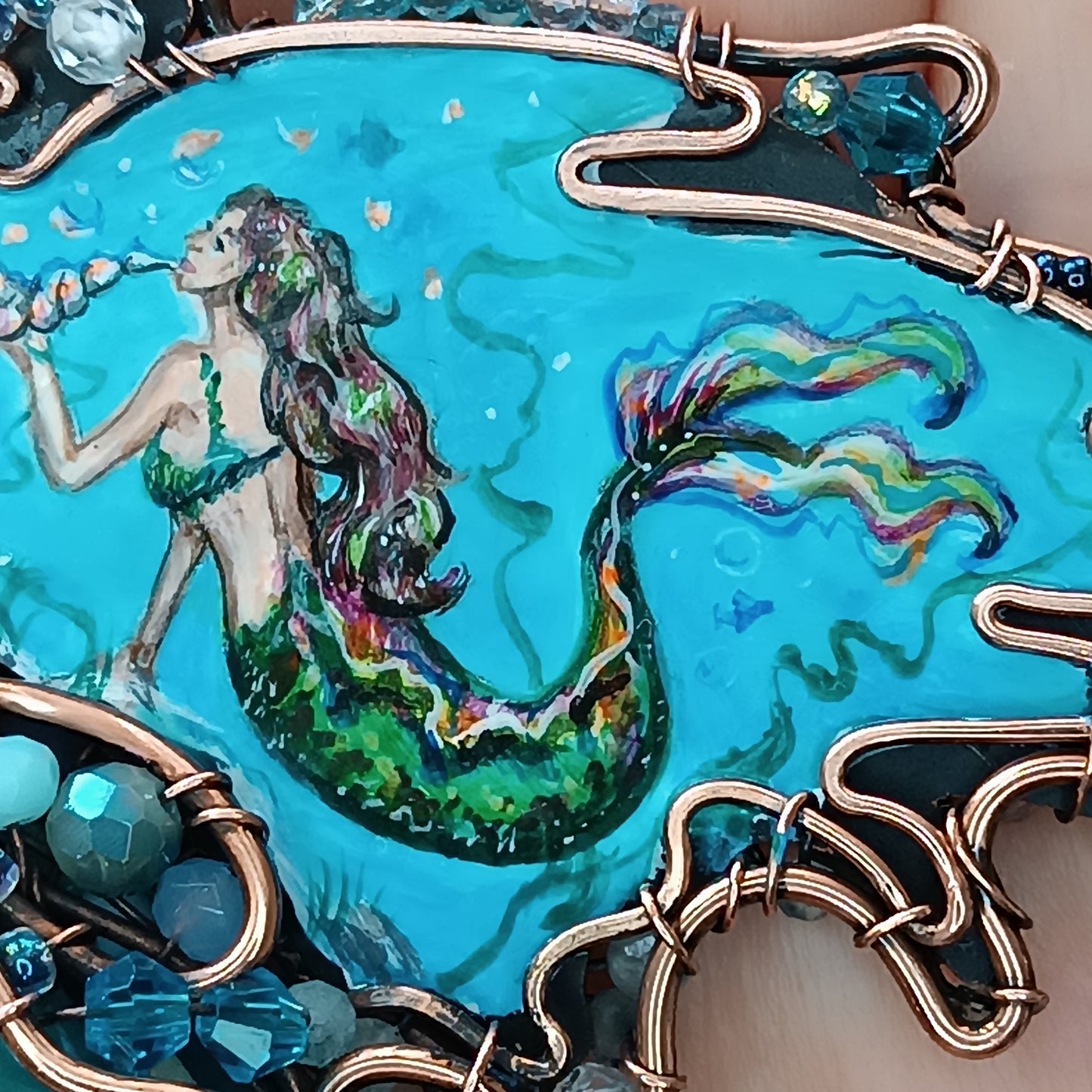 Water dragon. Wearable art necklace