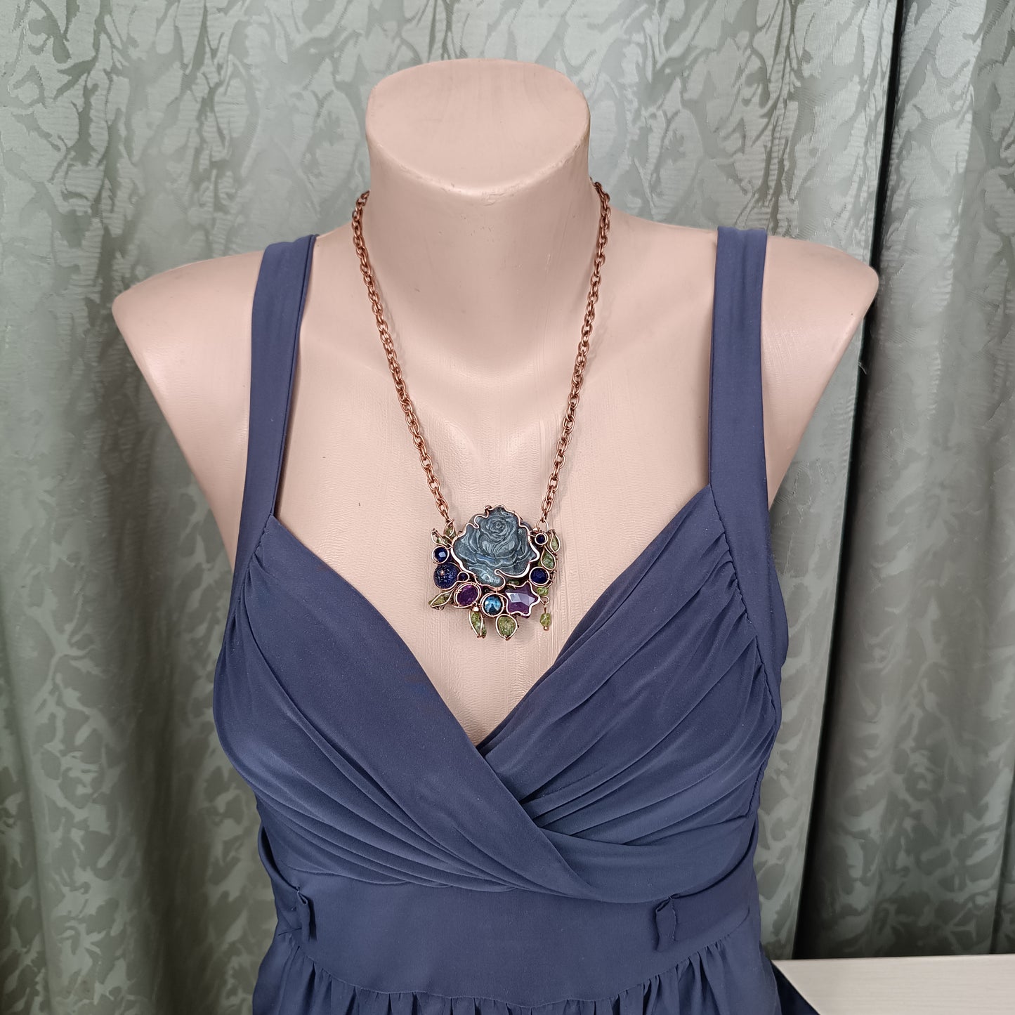 Blueberry rose and the falling star necklace
