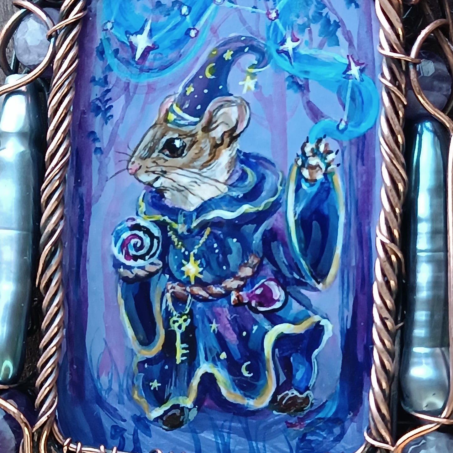 "Tiny magician". Wearable art necklace.