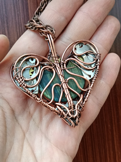 Mechanical heart necklace.