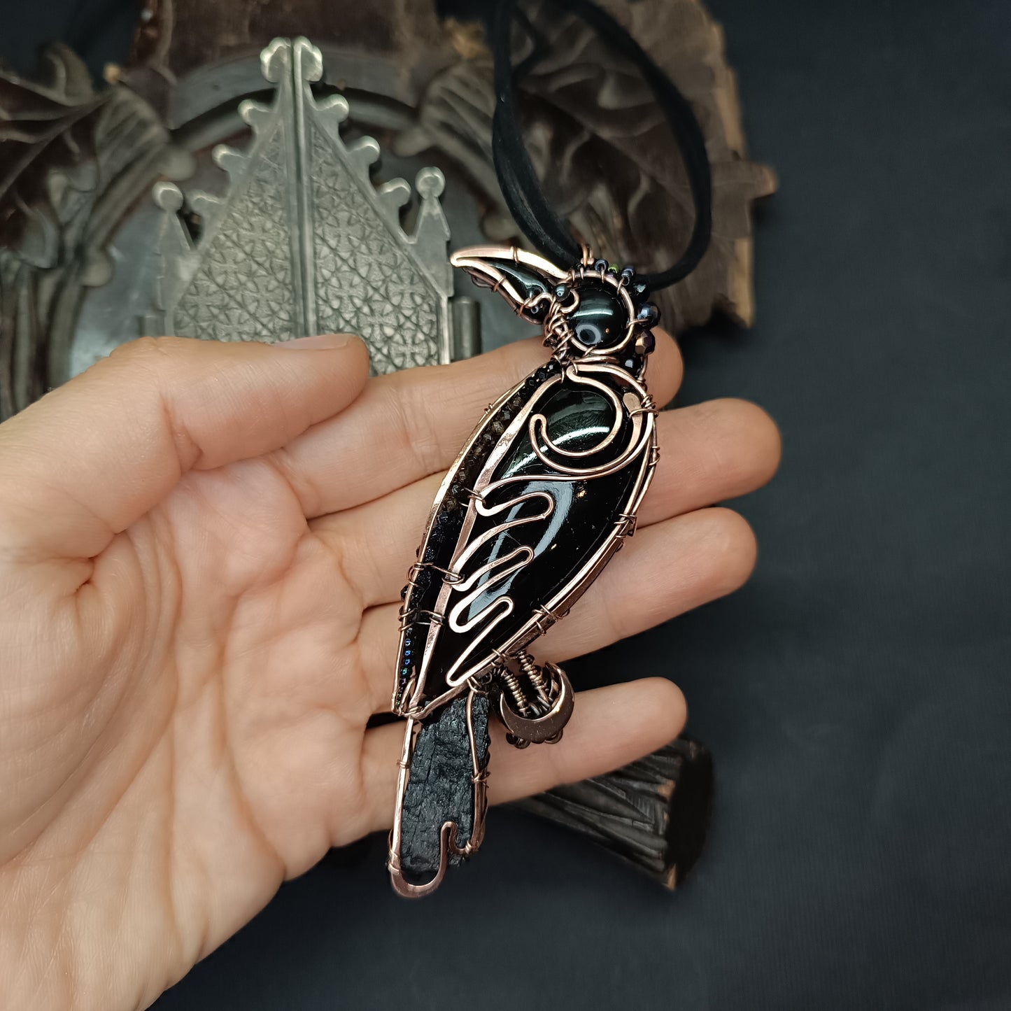 Midnight keeper. Raven necklace