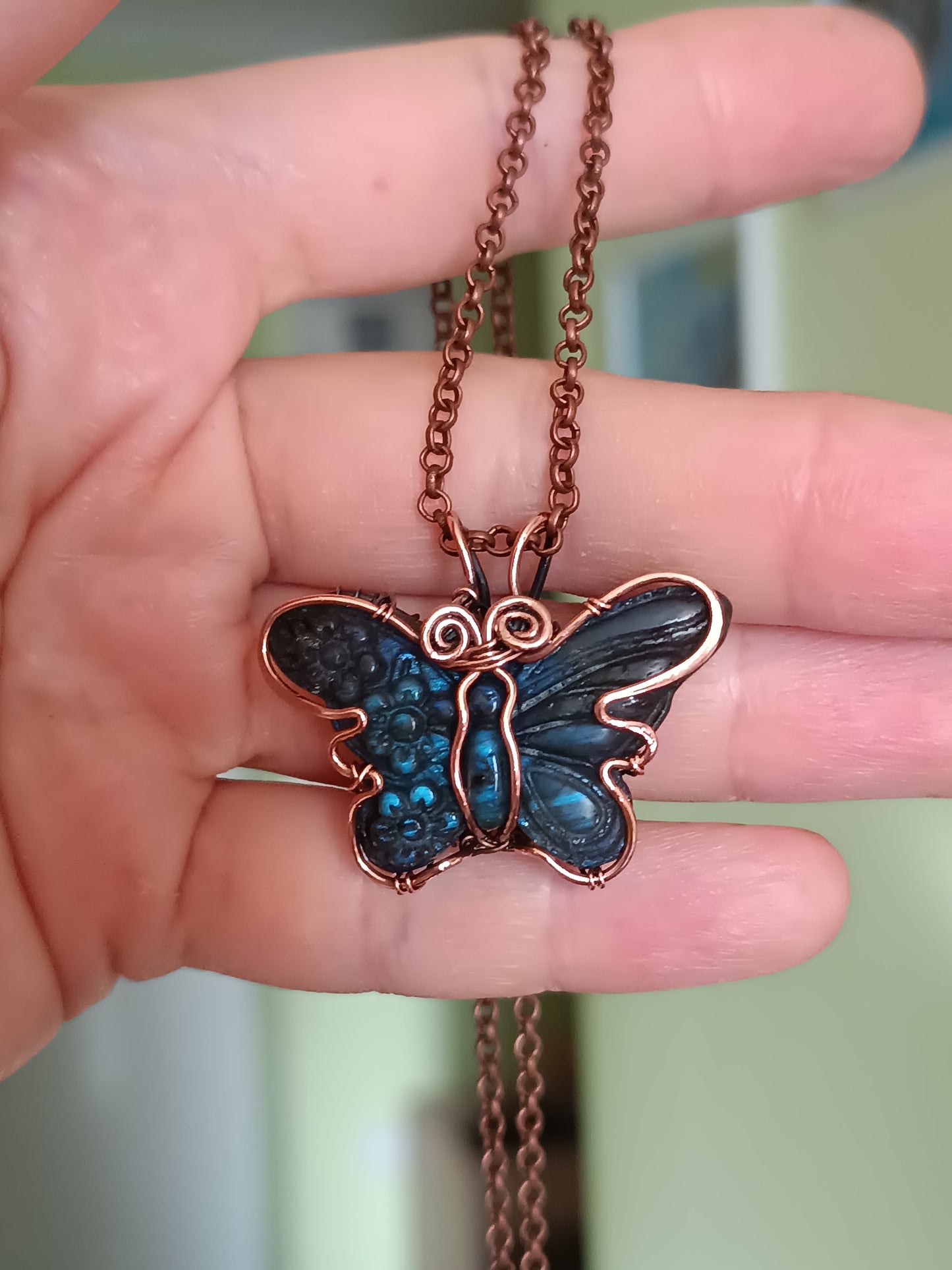 Labradorite butterfly pendant.