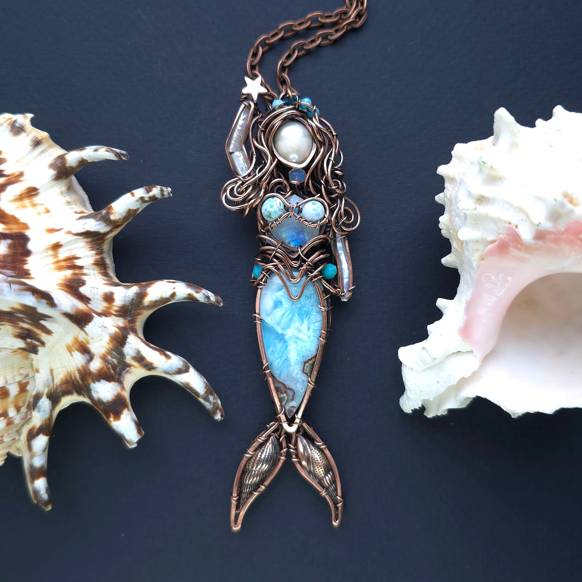 Larimar Lagoon. Mermaid necklace