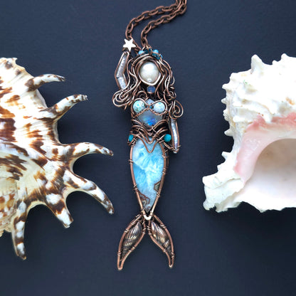 Larimar Lagoon. Mermaid necklace