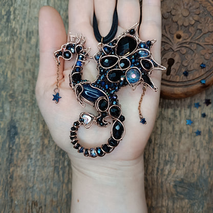 Stars keeper. Wire wrapped dragon necklace.