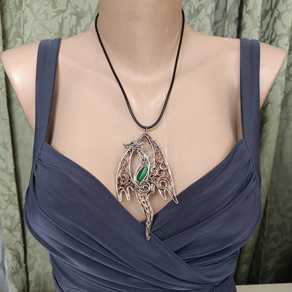 Silver and copper dragon necklace