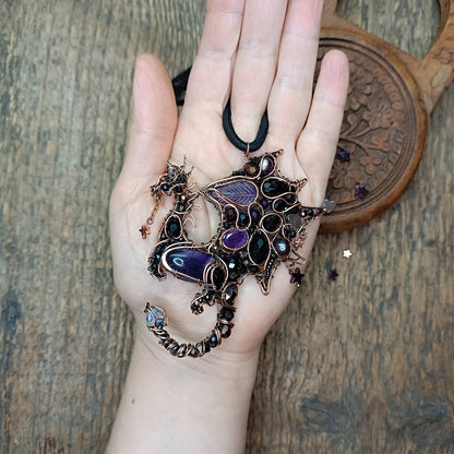 Purple night keeper. Dragon necklace.